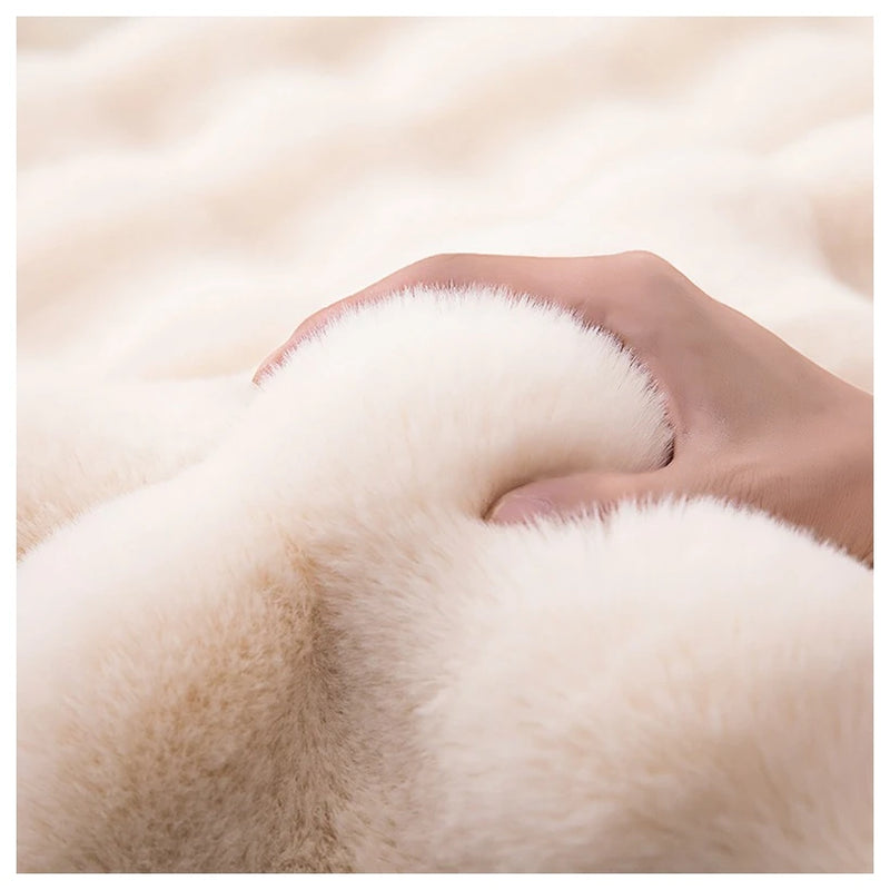 Rabbit Hair Bubble Velvet Carpet Round Soft Fluffy Plush Imitation Fur Rug Kids Bedroom Cushion Coffee Table Foot Mat Home Decor