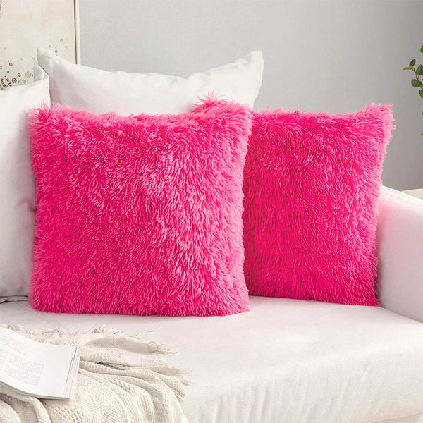 1pc Soft Plush Pillow Cover 43x43cm Solid Color Cushion Cover Square Patterned Cushion Cases for Sofa Bedroom Car Livingroom