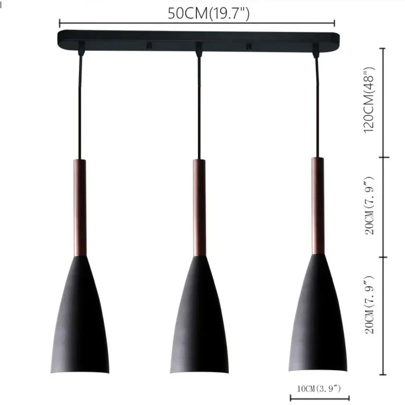 Nordic Minimalist Iron Decoration 3 Heads Chandeliers Restaurant Bar Bedroom Pendant Lights