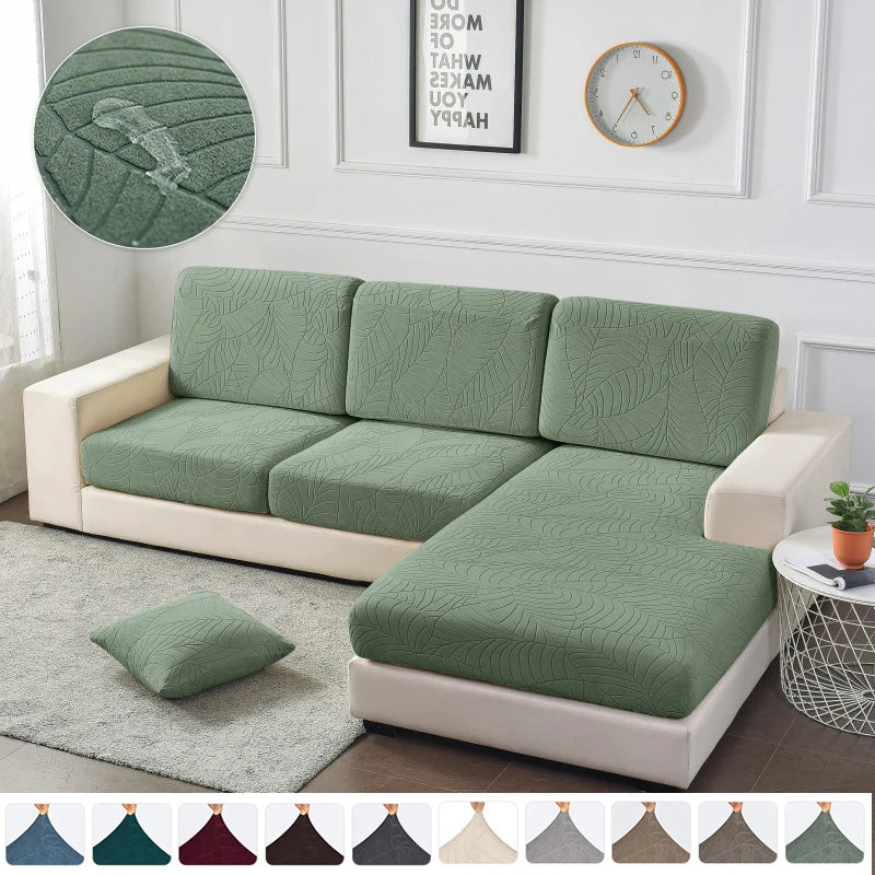 Waterproof Jacquard Fabric Sofa Seat Cushion Cover Solid Color Big Elasticity Removable Sofa Cover Slipcovers For Home