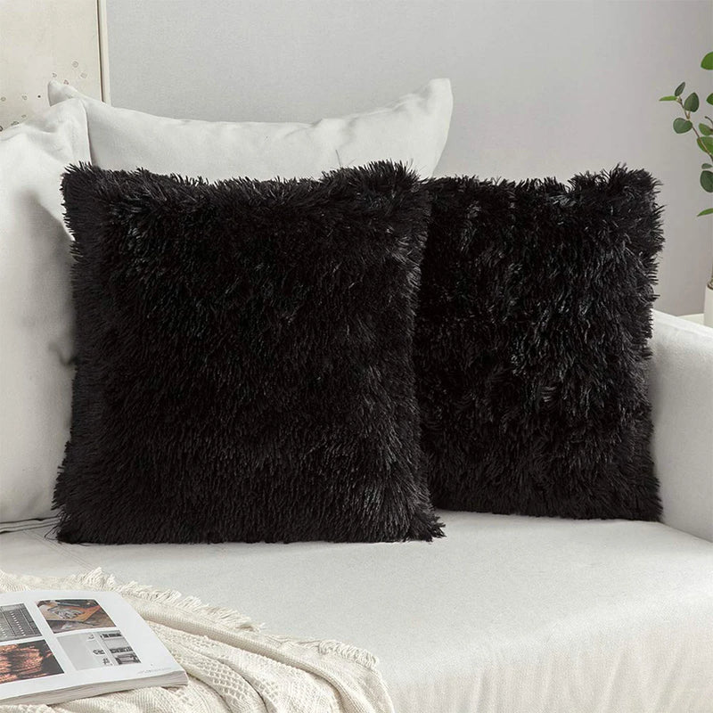 1pc Soft Plush Pillow Cover 43x43cm Solid Color Cushion Cover Square Patterned Cushion Cases for Sofa Bedroom Car Livingroom