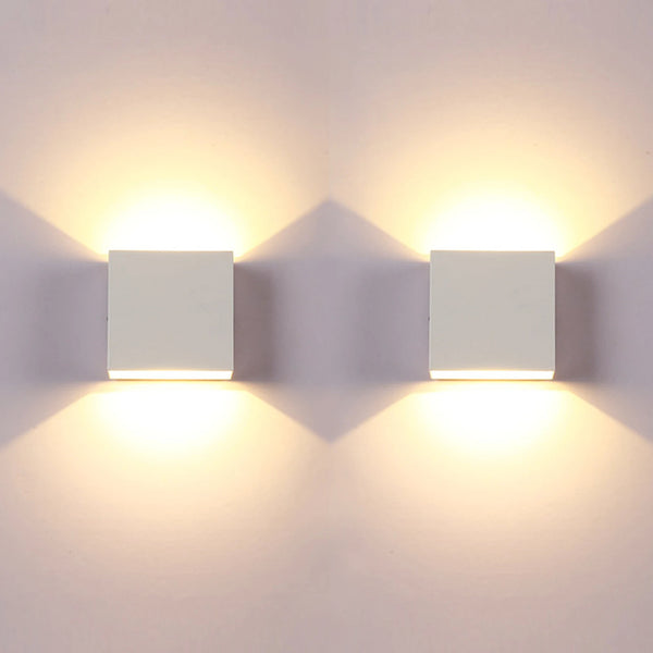 LED Wall Sconces 2Pack 6W Modern Indoor Wall Lamp, White Up Down Wall Mount Lights for Living Room Hallway Bedroom Decor