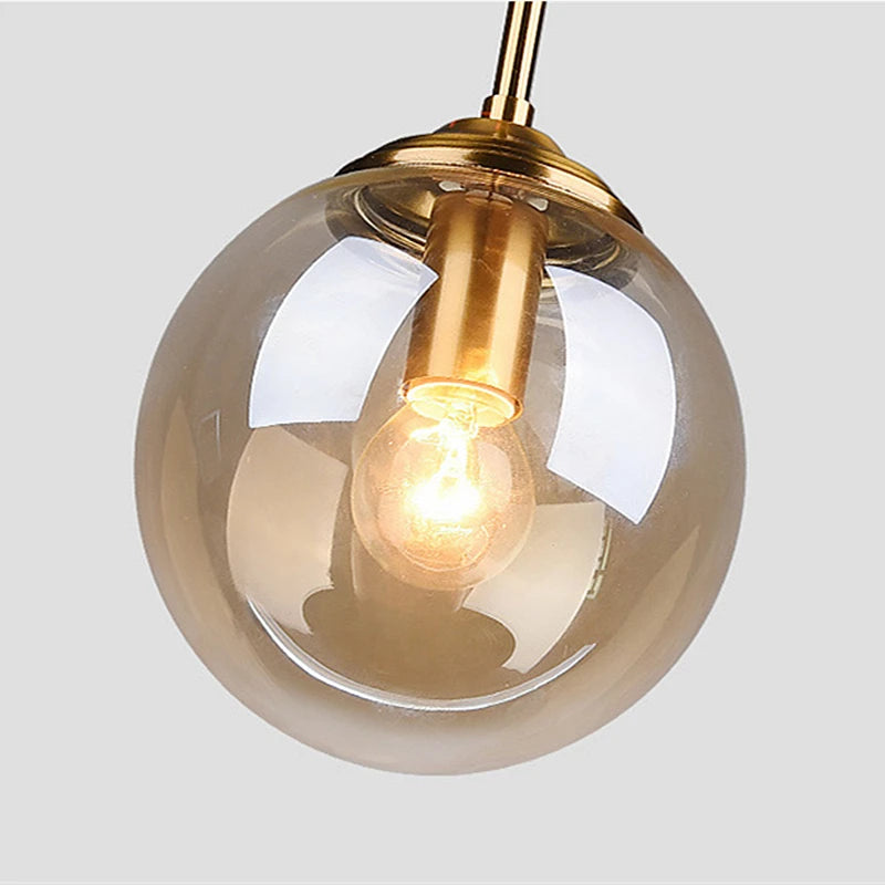 Modern Luxury Metal Chandelier Nordic Creative LED Glass Pendant Lamp Living Room Dining Room Bedside Simple Small Hanging Lamp