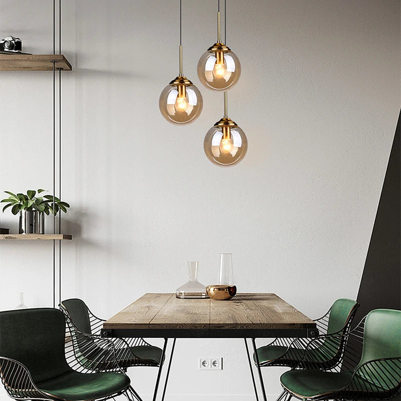 Modern Luxury Metal Chandelier Nordic Creative LED Glass Pendant Lamp Living Room Dining Room Bedside Simple Small Hanging Lamp