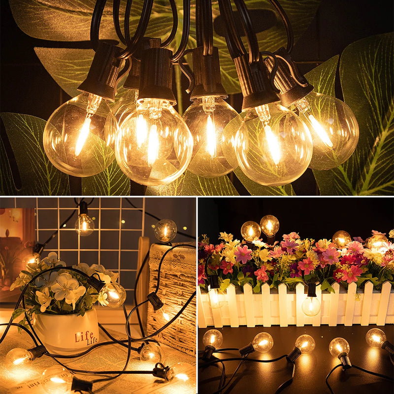 Outdoor Ball String Lights Waterproof G40 Garden Garland Dimmable Patio Lights For Christmas Party Decoration