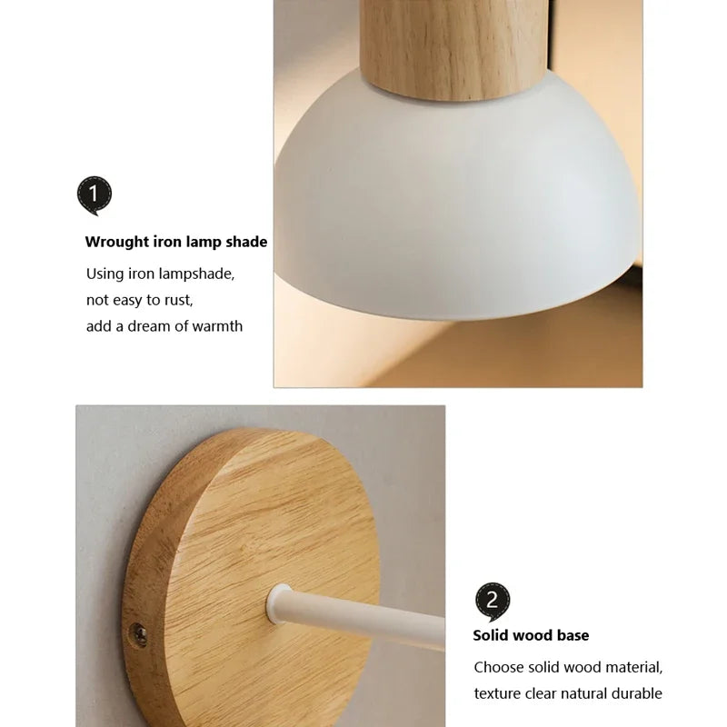 Nordic Creative Wall Lamp LED Wood Lighting Fixture For Living Room Eye Protection Reading Bedroom Bedside Home Decor Lighting