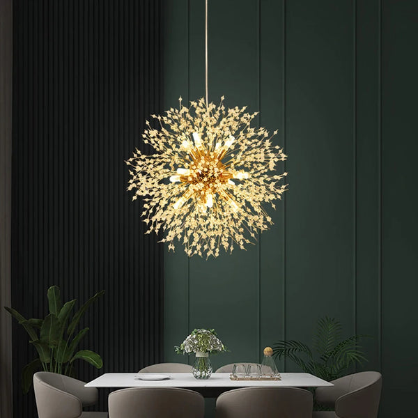 Crystal Dandelion Pendant Lamp Dining Table Home Decor Hanging Light Living Room Bedroom Restaurant Shop Droplight Chandelier